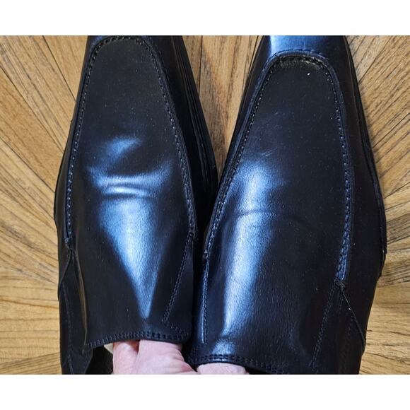 Bacco Bucci Black Leather Square-toe Loafers, Made in Italy, size 10 1/2 main image 9